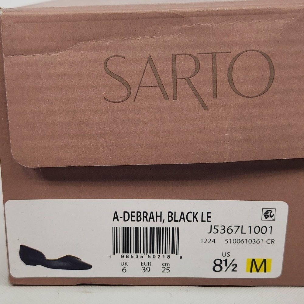 Sarto Franco Sarto Debrah Flat Women Size 8.5 Black Leather D'Orsay Square Toe - Picture 7 of 7
